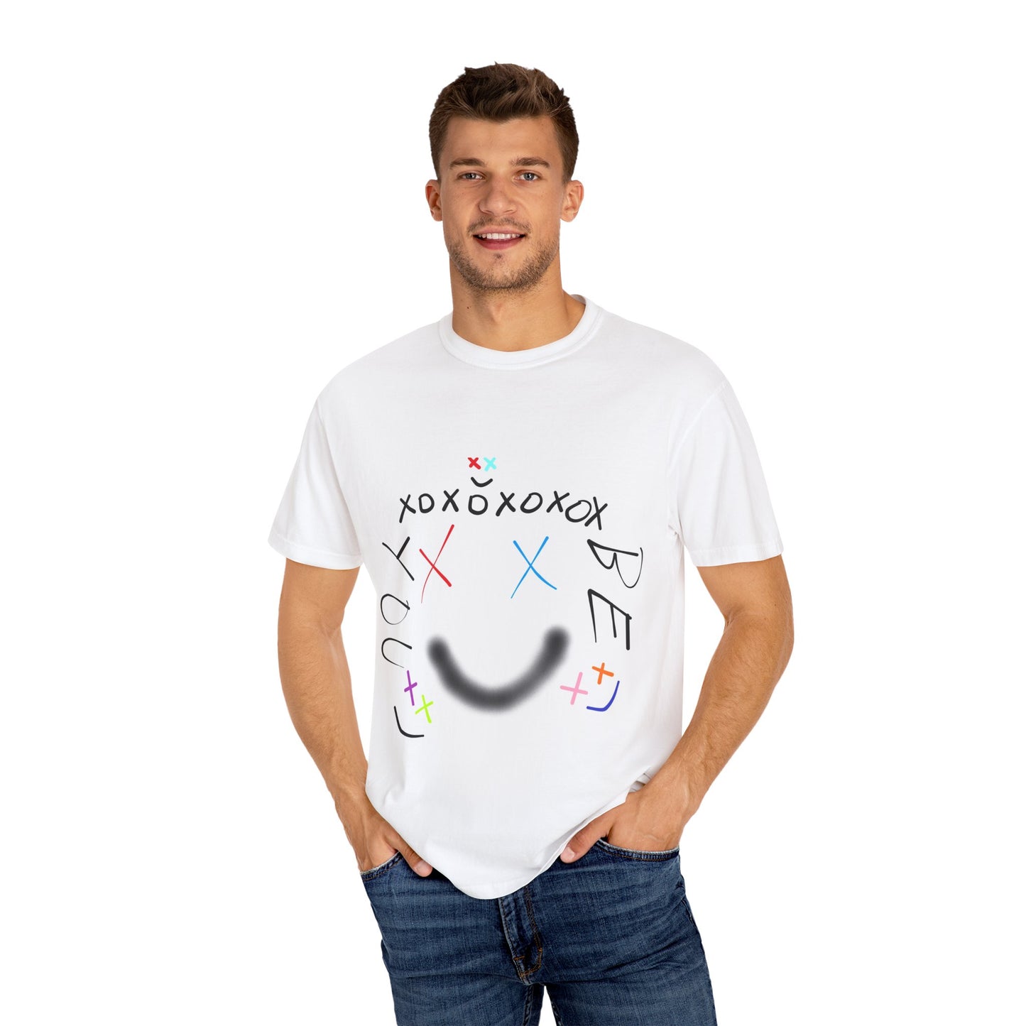 Smiley Face Unisex Garment-Dyed T-Shirt - Spread Positivity & Self-Love